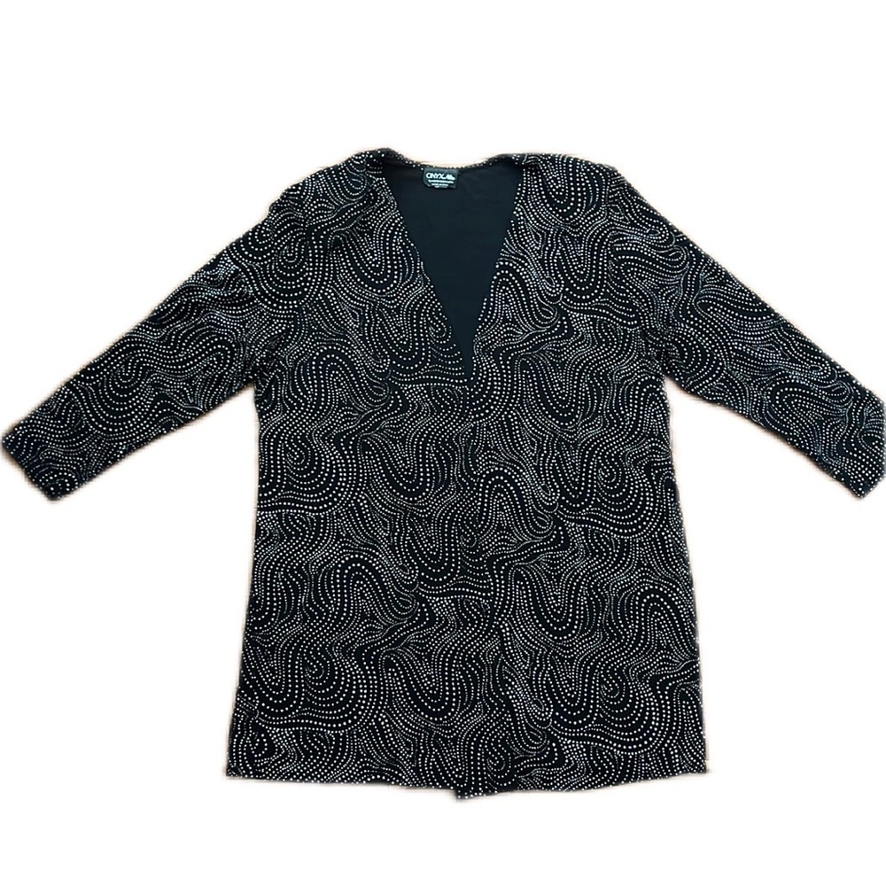 Vintage Onyx Nite by Wendye Chaitin Black
Silver Sparkle Long sleeves Jacket